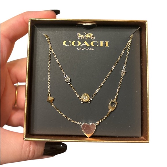 Coach Gold Heart and Charm Necklace - Picture 1 of 4
